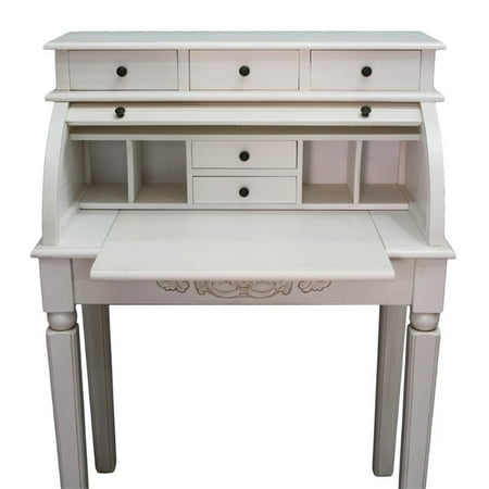 International Caravan Windsor Roll Top Desk In Antique White
