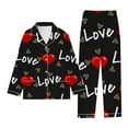 thumbnail image 1 of toraway Pyjamas Femmes Mignons Maison Printemps et Automne Amour Imprimé Pyjamas Manches Longues Pantalon Ensemble Deux Pièces m, 1 of 3
