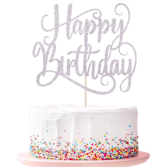 Decoración de tarta Ruscalin para fiesta de cumpleaños, color plateado