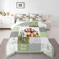 thumbnail image 2 of Manfei Kawaii Jungle Animal Queen Comforter Set, Leaf Botanical Bedding Sets, Green Patchwork Plaid Bedding Comforter Set, Super Cozy Room Decor, 3-Piece, 2 of 8