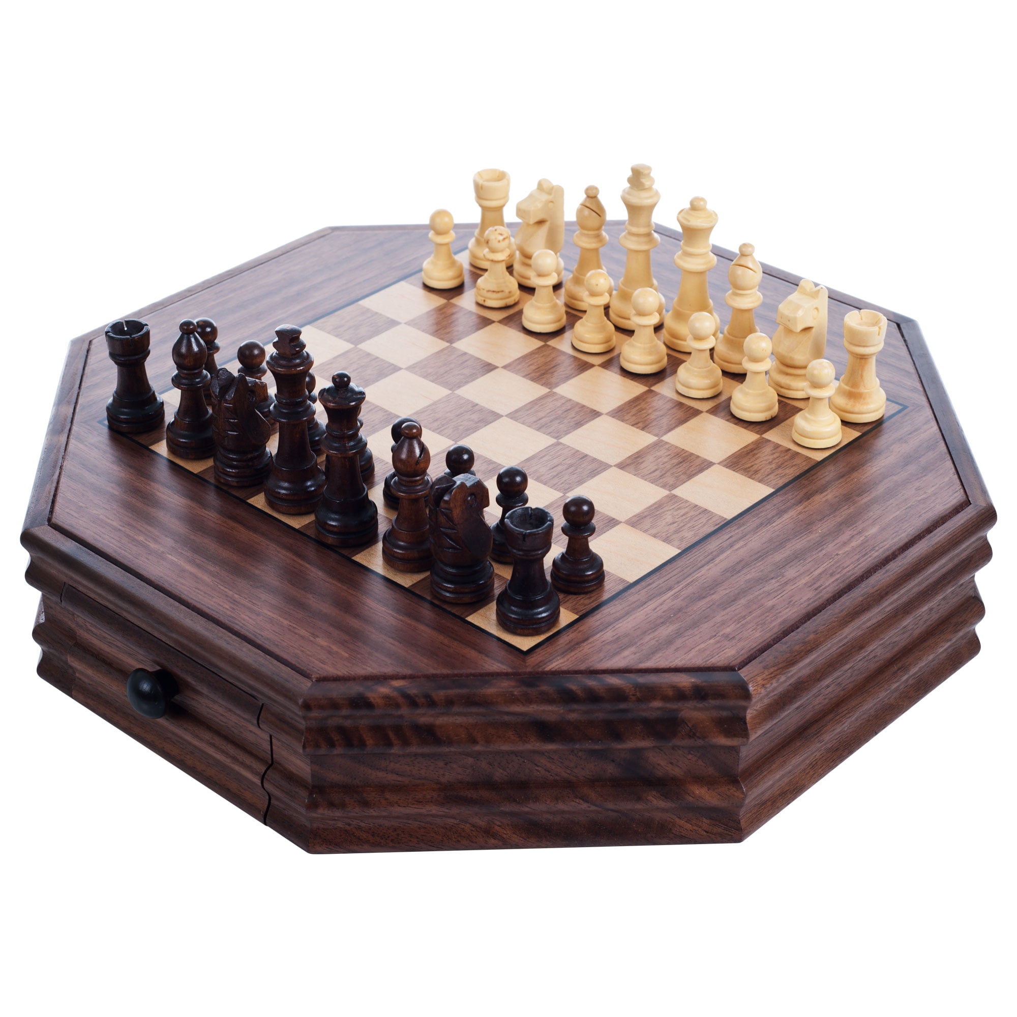 Classic Games Collection Inlaid Wood Chess Set With 3