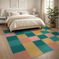 thumbnail image 3 of ODIKA 8'x10' Washable Area Rug Durable, Non-Slip Bedside Whimsical Alternating Geometric Block Cheerful Hopscotch for Living Room, Under Sectional, Family, 3 of 7