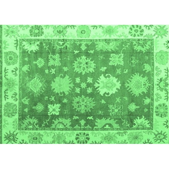 Ahgly Company Indoor Rectangle Oriental Emerald Green Traditional Area Rugs, 5' x 7'