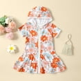 thumbnail image 2 of Douhoow Toddler Girl Swim Cover Up 18M 24M 3Y 4Y 5Y Kids Floral Hooded Beach Robe Short Sleeve Zip Up Swim Dress, 2 of 8