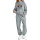 thumbnail image 4 of Conjunto de sudadera con capucha de manga larga para niños con estampado invernal y pantalones deportivos con lazo en las piernas, deportivo informal con forro polar para mayor calidez, conjunto de do, 4 of 5