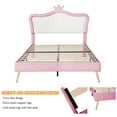 thumbnail image 6 of Bellemave Queen Size Upholstered Bed with Crown Headboard and LED Lights PU Leather Upholstered Princess Bed for Girl, Adult Platform Bed Frame with Metal Rods and Legs, Pink + White, 6 of 12