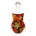 thumbnail image 5 of VBARHMQRT Hauts de Maillot de Bain Grande Taille pour Femmes Mode Féminine Été Imprimé Feuille d'Érable Jour Aguichant Lacé Maillot de Bain Deux Pièces, 5 of 5