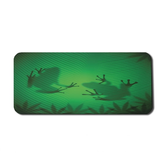 Animal Computer Mouse Pad, Frog Shadow Silhouette on the Banana Tree Leaf in Tropical Lands Jungle Games Graphic, Rectangle Non-Slip Rubber Mousepad X-Large, 35" x 15", Green, by Ambesonne