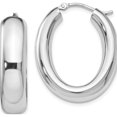 thumbnail image 1 of Sterling Silver Polished Oval Hoop Earrings (27x31.6), 1 of 6