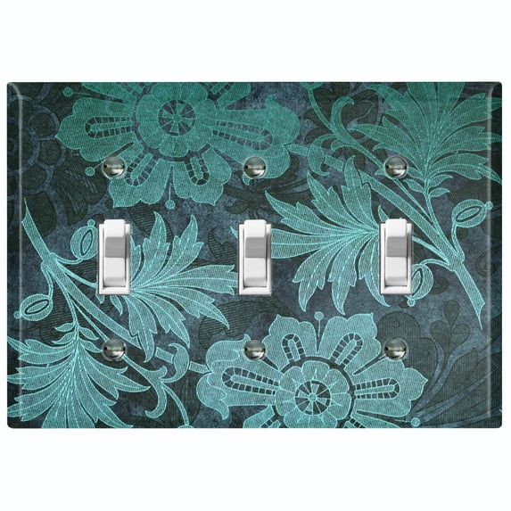 Metal Light Switch Plate Cover Green Floral Damask Wallpaper WAL025