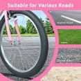 thumbnail image 4 of Ambifirner Beach Cruiser Bike, 26 inch Commuter Bicycle for Adult and Women,High-Carbon Steel Comfortable City Bikes with V-Brakes (Blue/Pink), 4 of 9