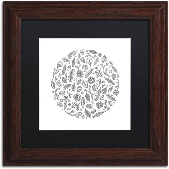 Trademark Fine Art "Leaf Circle" Canvas Art by Filippo Cardu, Black Matte, Wood Frame