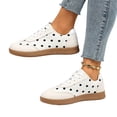 thumbnail image 4 of IEMIEMIEM Women's Sneakers Polka Dot Retro Low Top Lace Up Faux Leather Casual Comfort Walking Shoes Fashion Flat Sneakers White 8 Wide, 4 of 8