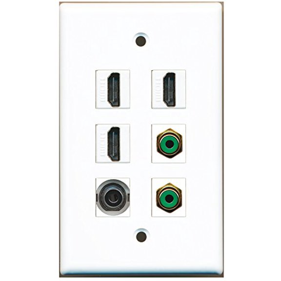 RiteAV - 3 HDMI 2 Port RCA Green 1 Port 3.5mm Wall Plate