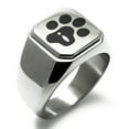 thumbnail image 1 of Stainless Steel Letter I Initial Cat Dog Paws Monogram Engraved Engraved Square Flat Top Biker Style Polished Signet Ring, 1 of 1