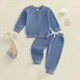 thumbnail image 2 of UAYOTSE Baby Boys 2 Piece Waffle Knit Outfit Henley Button Sweatshirt Drawstring Jogger Pants Fall Winter Clothing Set Size 3-4 Years, 2 of 3