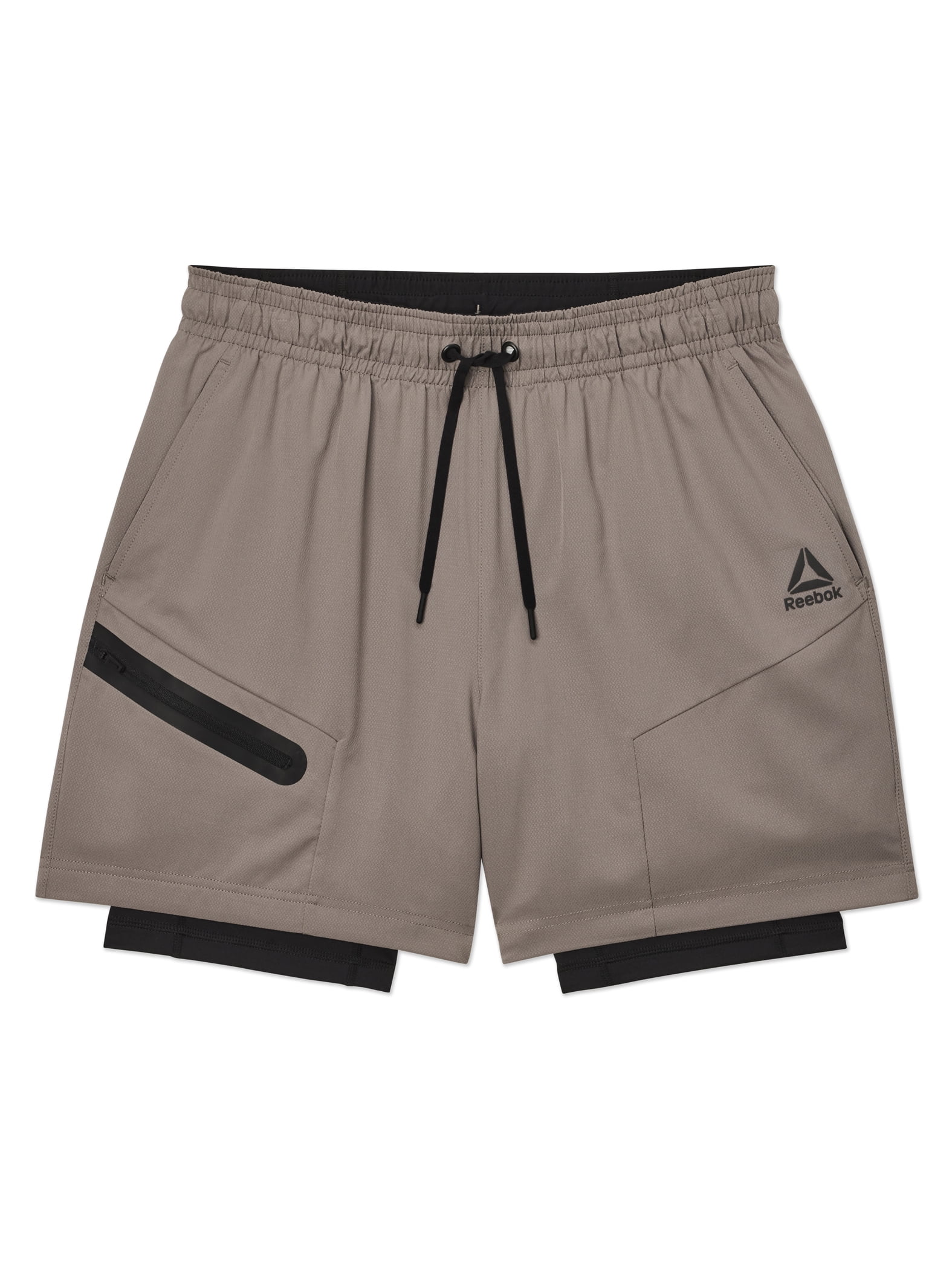 Reebok Men's and Big Men's Power Up 2-in-1 Woven Shorts (6" Inner, 9" Outer Inseam), Sizes XS-3XL