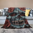 thumbnail image 2 of Shiartex  Japanese Samurai Mask with Rose Blanket Printed Flannel Throw Blanket  Anti-Pilling Blanket Bed Sofa Living Room Bedroom White, 2 of 6