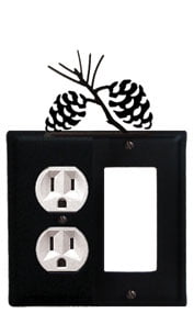 Village Wrought Iron EOG-89 8 Inch Pinecone - Single Outlet and GFI Cover Black
