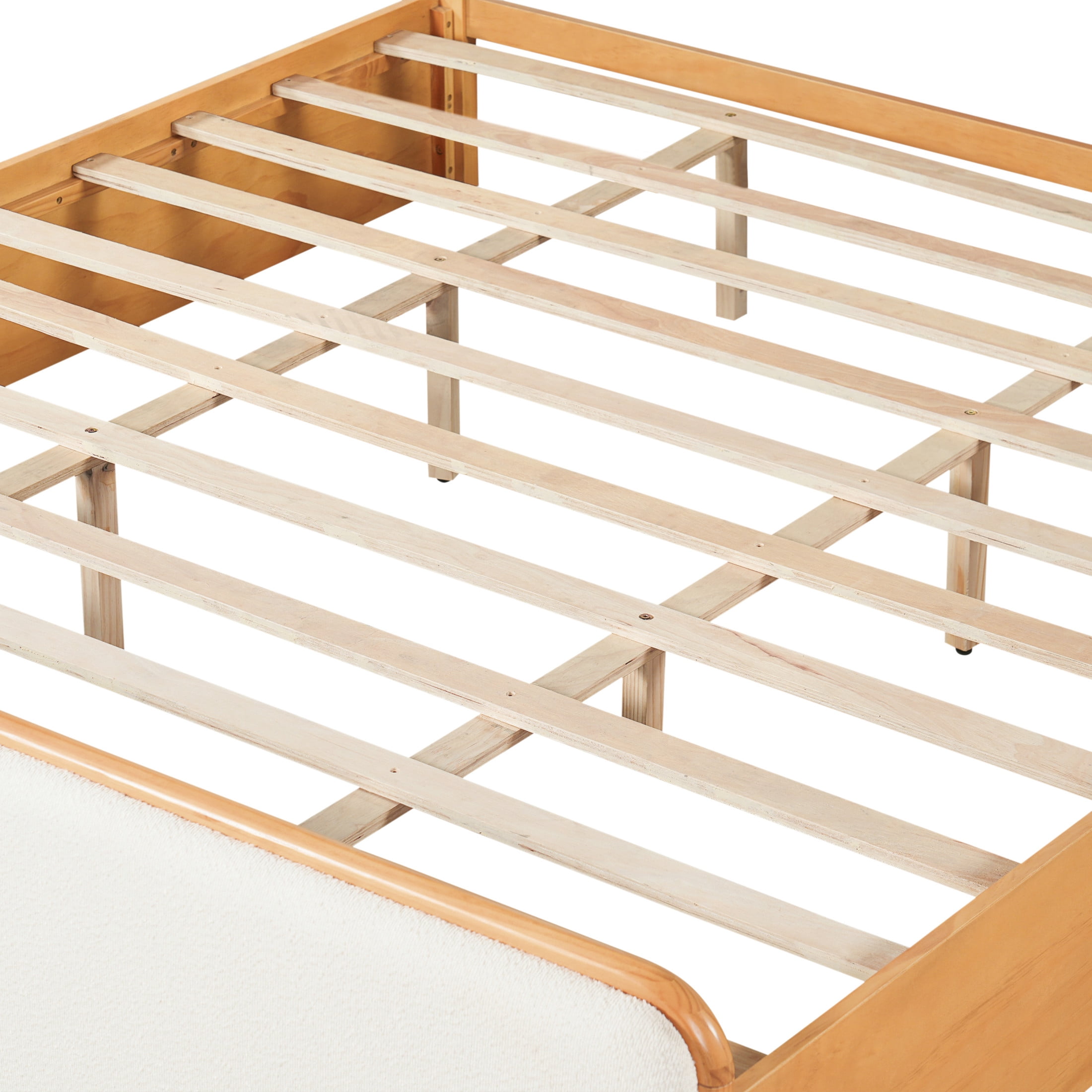 Christopher Knight Home Modern King Wood Bed Frame with Upholstered Headboard and Footboard, Natural