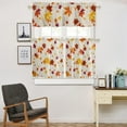 thumbnail image 3 of 3 Piece Curtains Tiers and Valances Set, Thanksgiving Fall Maple Leaves Print Burlap Texture Background Rod Pocket Short Window Treatment Tiers Curtains Panel and Valance for Cafe Bathroom Kitchen, 3 of 6
