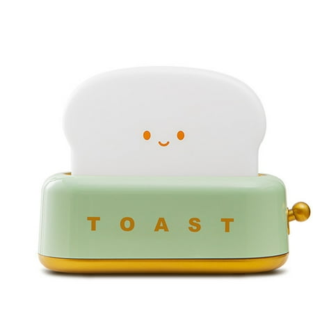 

HUKOER Cute Night Light Toast Lamp LED Toaster Night Lamp Rechargeable Desk Lamp with Timer Portable Bedroom Bedside Sleep Lamps Green K51