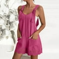 thumbnail image 2 of biudgviw Shorts Overalls for Women Adjustable Cami Square Neck Jumpsuits Boho Hollow out Hem Summer Rompers One Piece Bib Shortalls, 2 of 5