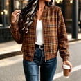 thumbnail image 2 of Xijirk Women Plaid Bomber Jacket Zip Up Long Sleeve Ribbed Trim Outerwear for Spring Fall Casual Daily Street Wear, 2 of 6
