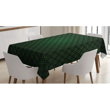 

Forest Green Tablecloth Abstract Geometric Shape on Dark Background Futuristic Grid Checkered Pattern Rectangular Table Cover for Dining Room Kitchen 52 X 70 Inches Green Black by Ambesonne