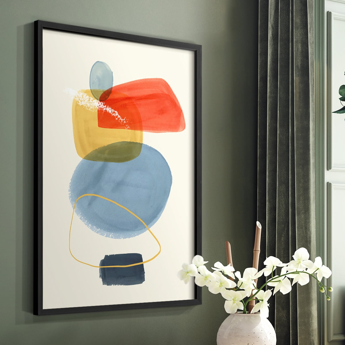 Bright Color Bundle I Framed Print in Black Solid Wood Framed Print No Nail Hanging