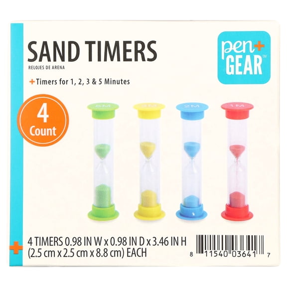Pen+Gear Sand Timers, Assorted Colors, 4 Count