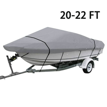 LABLT 210D 11-22Ft Waterproof Heavy Duty Trailerable Boat Cover Fishing V-Hull