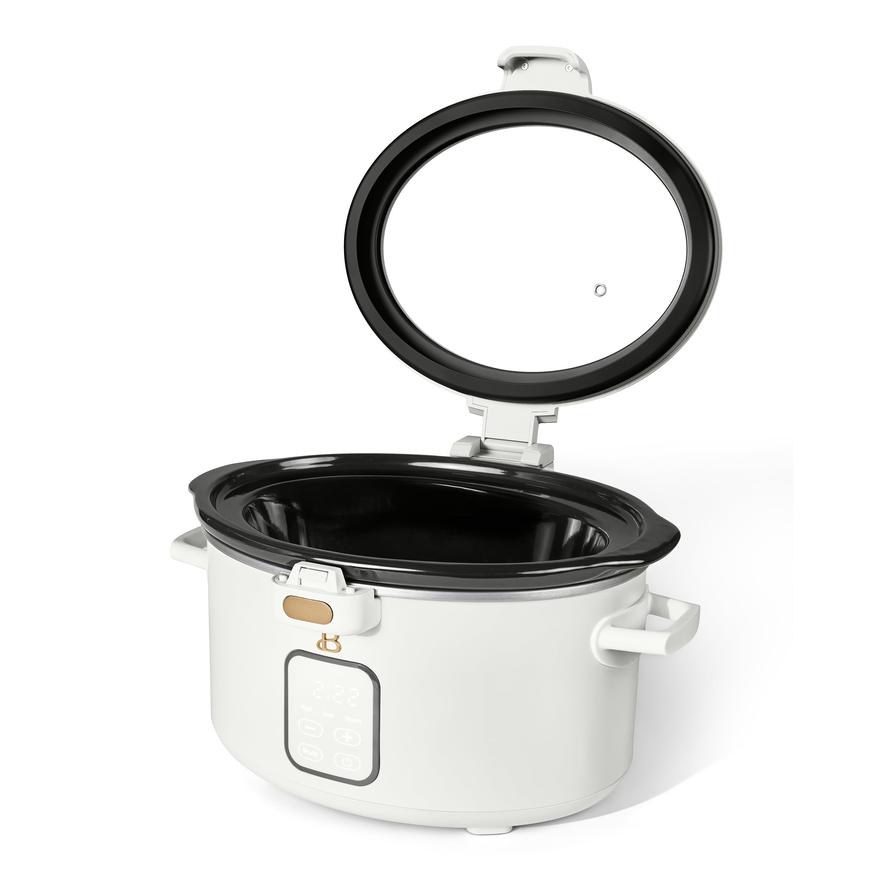 Beautiful 4 Qt Digital Slow Cooker with Hinged Locking Lid, White Icing by Drew Barrymore