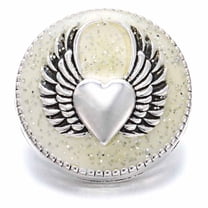 Choose Color | Winged Heart Snap Jewelry Ginger Charm Button, For Interchangeable DIY Customizable Accessories