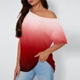 thumbnail image 2 of yievot Women Oversized Tops Off Shoulder Gradient Printed Short Sleeve Loose T Shirts Fashion Clothing, 2 of 6