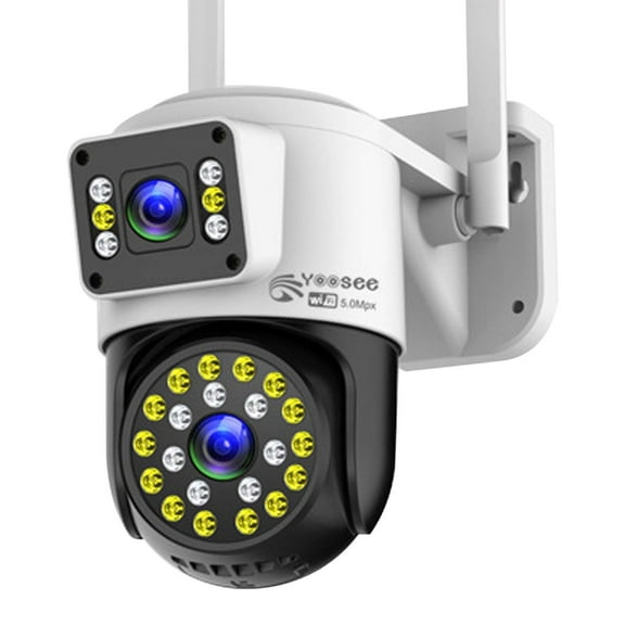 Home Outdoor Dual-Lens Panoramic Wi-Fi Surveillance Camera With Screen, Full-Color Night Vision, Human Detection Tracking, Two-Way Audio, Cloud Or Card Storage, Remote Control Via App