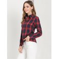 thumbnail image 4 of INSPIRE CHIC Women's Button Down Long Sleeve Collared Top Plaid Shirt, 4 of 6