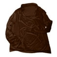 thumbnail image 4 of Guieoi Shirts for Men Vintage Solid Color Long Sleeve Pleated Collar Top Casual Velvet Men's Shirt Brown M, 4 of 6