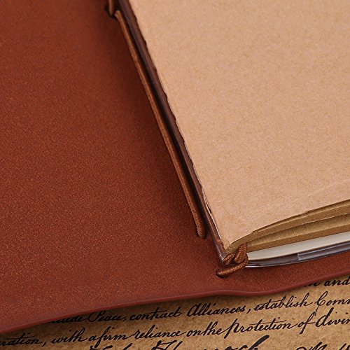 PU Leather Travel Diary Notebook, Classic Personalized Journal Diary Refillable Notepad for Men and Women(Brown)