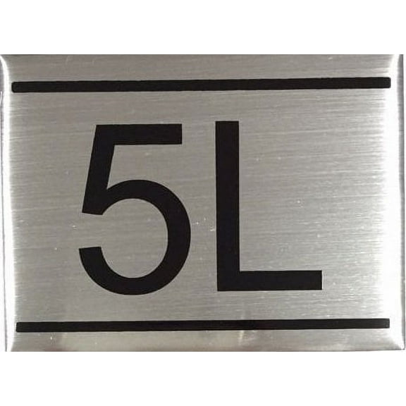 APARTMENT NUMBER SIGN -5L -BRUSHED ALUMINUM (2.25X3, Aluminium)