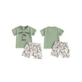 thumbnail image 3 of Aojekbee Baby Boys Summer Outfits Letter Print Short Sleeves T-Shirt and Elastic Fish Print Shorts Set for 2 Piece Clothes Set, 3 of 10
