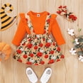 thumbnail image 3 of EnJoCho Baby Girl Hallow-een Romper Set - Rufle Long Sleeve Bodysuit with Pumpkin Suspender Skirt Dress, Kids Toddler Party Outfits, 3 of 8