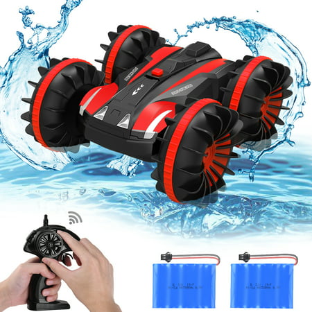 ALLCACA 2.4G RC Car Boat Land Water RC Stunt Car Double Sided Remote Control Off-road Vehicle Amphibious RC Racing Car with 360° Rotation,