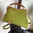 thumbnail image 3 of HUISZJ Faux Suede Crossbody Bag, Solid Color Handbag, Lightweight Fashion Shoulder Bag for Work Travel Outdoor (Green), 3 of 10