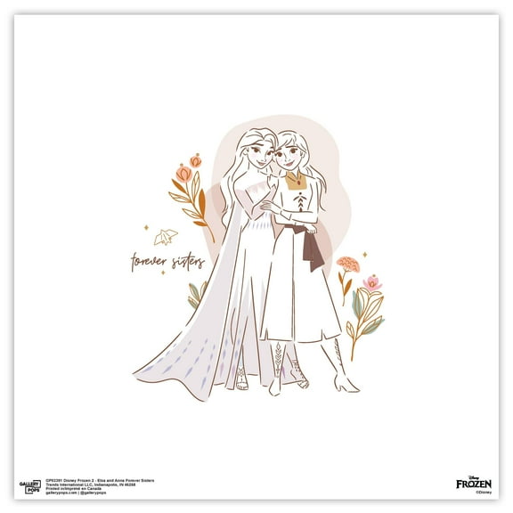 Gallery Pops Disney Frozen 2 - Elsa and Anna Forever Sisters Wall Art, Unframed Version, 12" x 12"