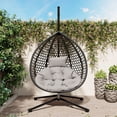 thumbnail image 2 of Egg Chair with Stand, Indoor/Outdoor Hanging Egg Chair with Removable & Washable Cushions, Hammock Rattan Swing Chair with 330 LBS Capacity for Bedroom, Balcony, Poolside, Garden, Backyard, 2 of 7