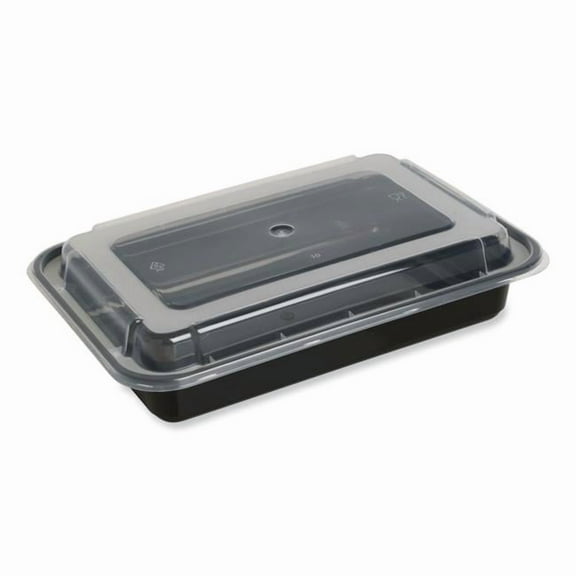 32 oz Takeout Food Container with Lid, Black & Clear - 150 Count