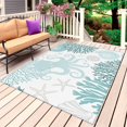thumbnail image 4 of Outdoor Rug 3x5 ft Turquoise Octopus Outdoor Large Area Rug Non Slip Rubber Coral Starfish Shell Front Door Mat RV Rug Camping Carpet Patio Outdoor Rugs for Backyard Balcony Deck Porch Indoor, 4 of 9