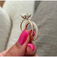 thumbnail image 4 of Jewelerix Minimalist Oval Moissanite Bridal Ring Set, 14K Vermeil Yellow Gold Solitaire Engagement Ring, Pavé Eternity Wedding Band for Women Modern Jewelry Gift, 4 of 5