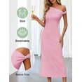 thumbnail image 3 of MEROKEETY Women's 2026 Summer One Shoulder Formal Dress, Elegant Cocktail Party Midi Wedding Guest Dress, Pink, XL, 3 of 5